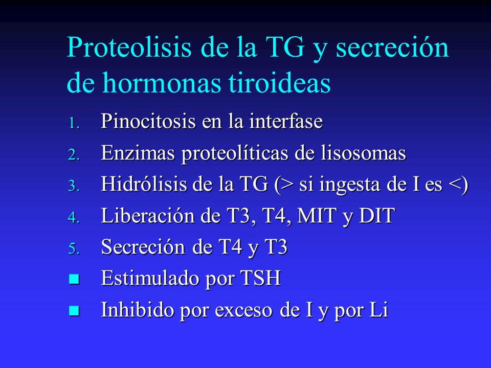Proteolisis de la TG y secreción de hormonas tiroideas