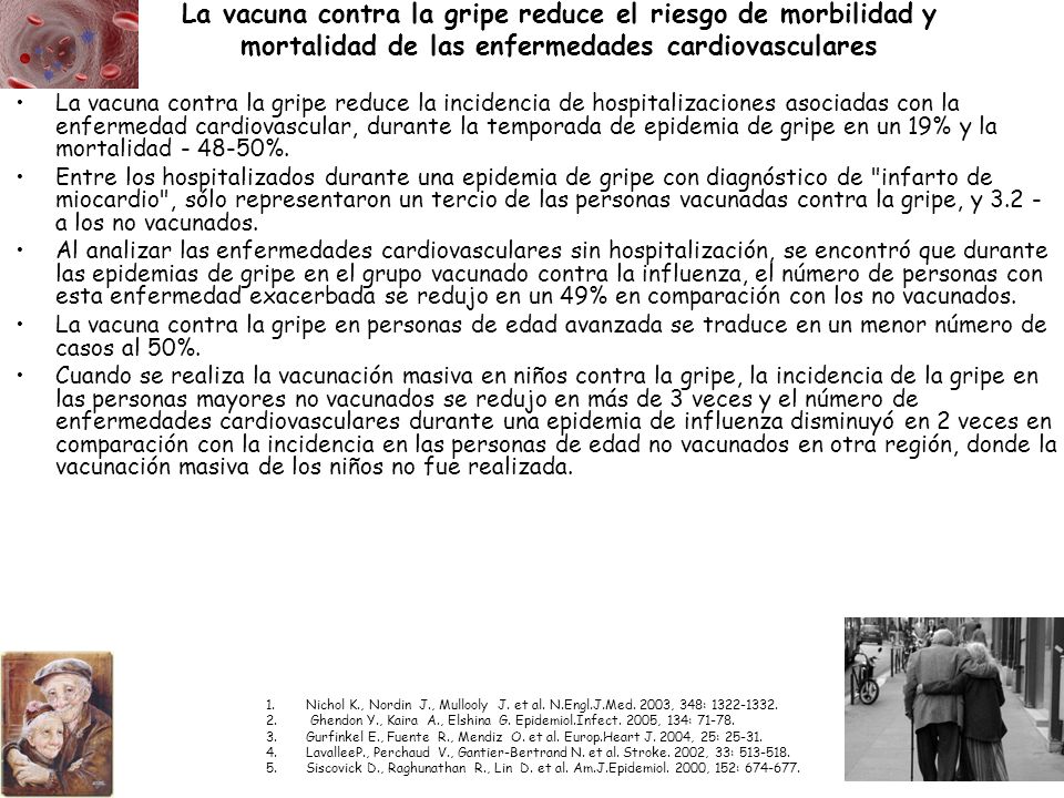 La vacuna contra la gripe reduce el riesgo de morbilidad y mortalidad de las enfermedades cardiovasculares