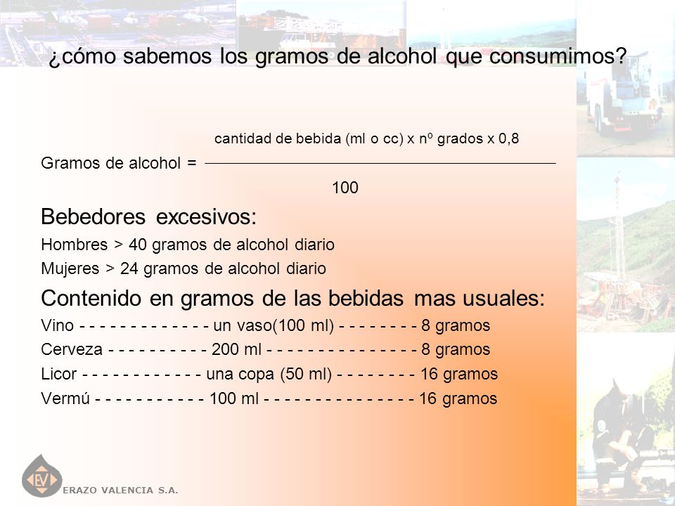 ¿cómo sabemos los gramos de alcohol que consumimos