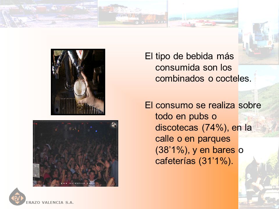 El tipo de bebida más consumida son los combinados o cocteles.
