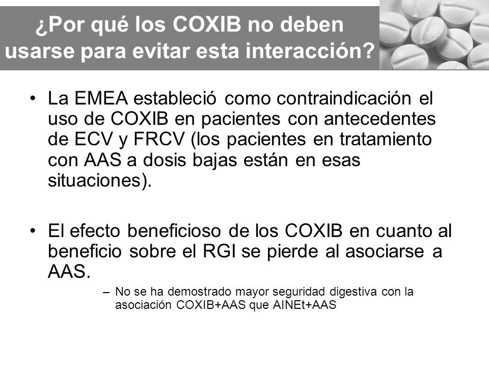 ¿Por qué los COXIB no deben usarse para evitar esta interacción