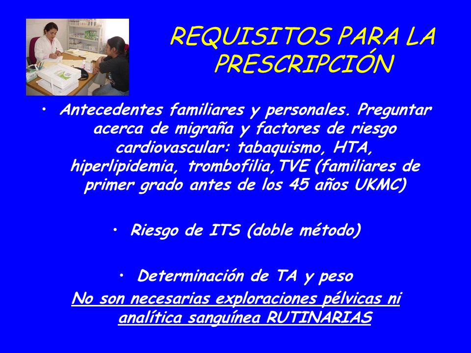 Riesgo de ITS (doble método) Determinación de TA y peso