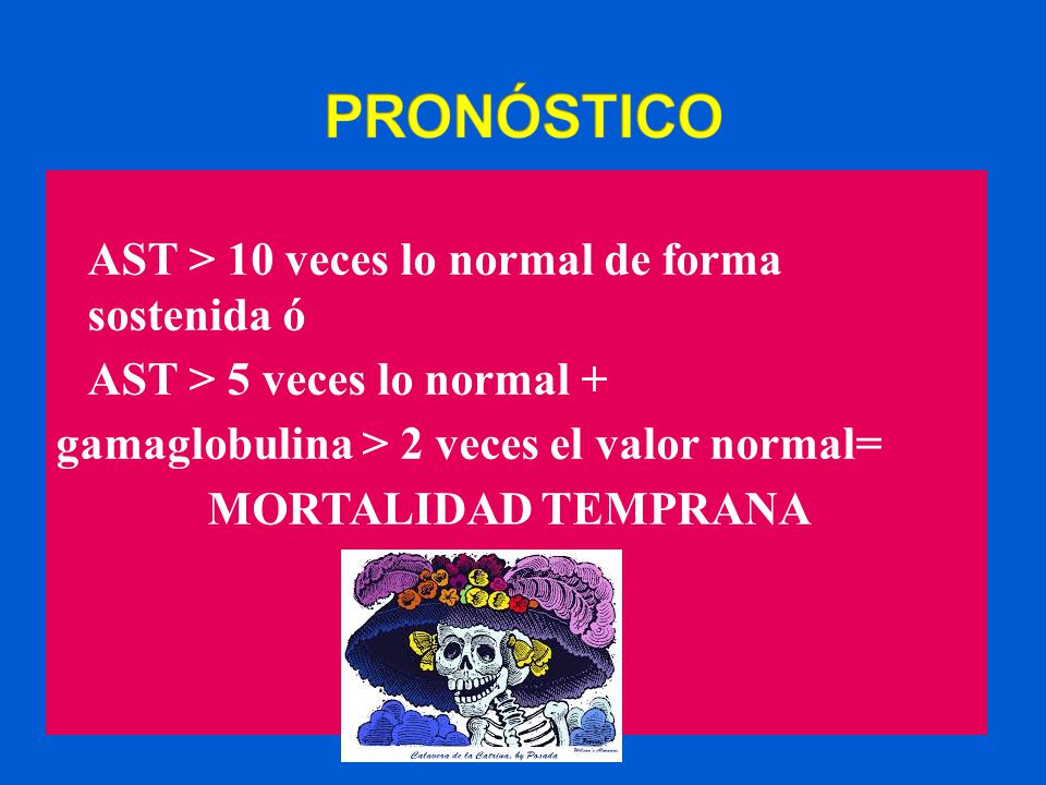 PRONÓSTICO AST > 10 veces lo normal de forma sostenida ó