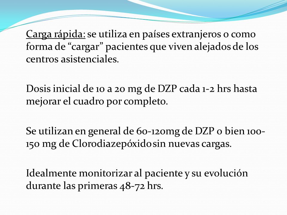 Carga rápida: se utiliza en países extranjeros o como forma de cargar pacientes que viven alejados de los centros asistenciales.