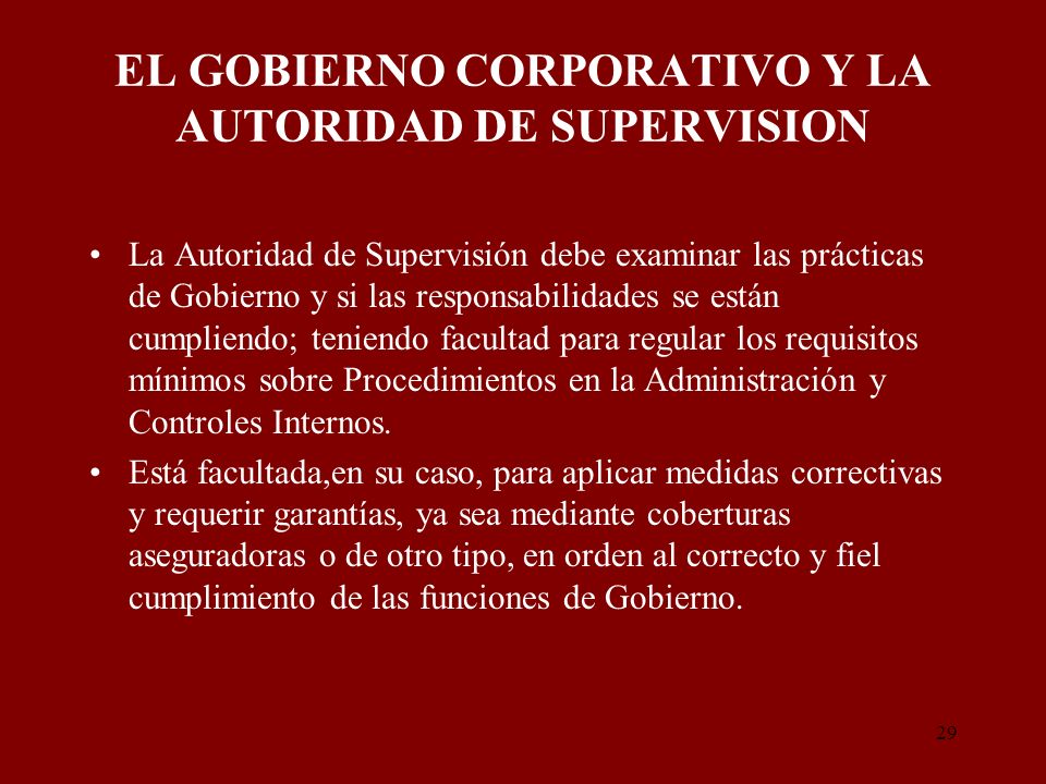 EL GOBIERNO CORPORATIVO Y LA AUTORIDAD DE SUPERVISION