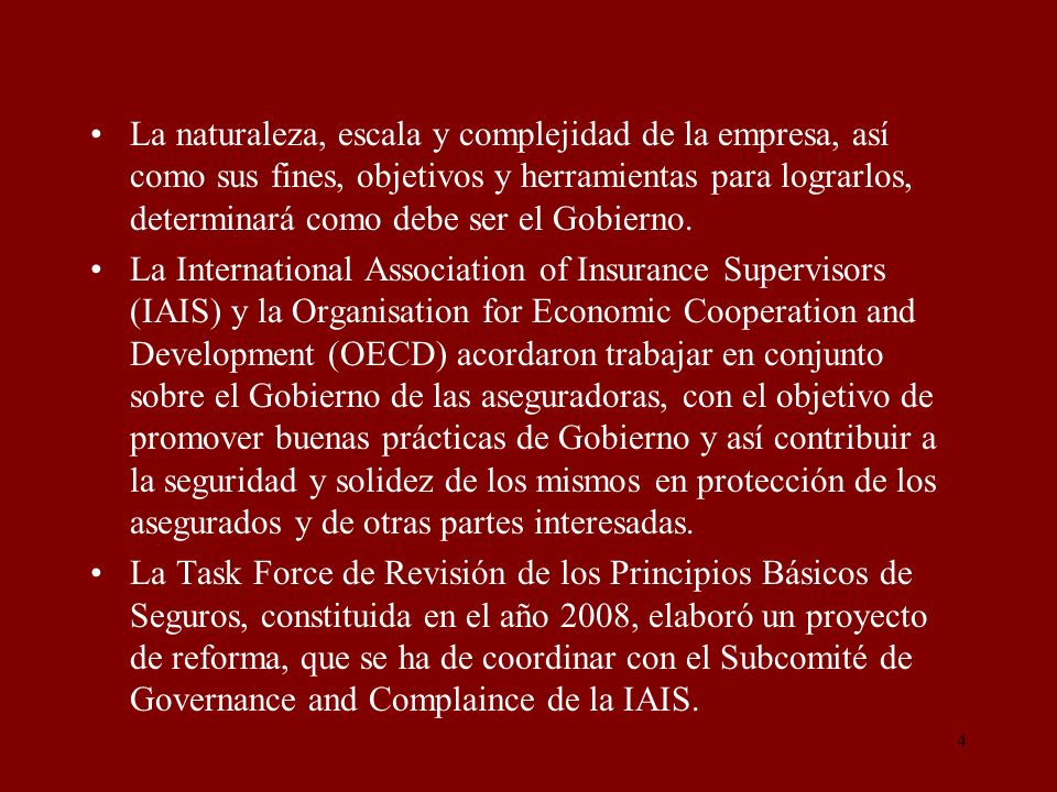 La naturaleza, escala y complejidad de la empresa, así como sus fines, objetivos y herramientas para lograrlos, determinará como debe ser el Gobierno.