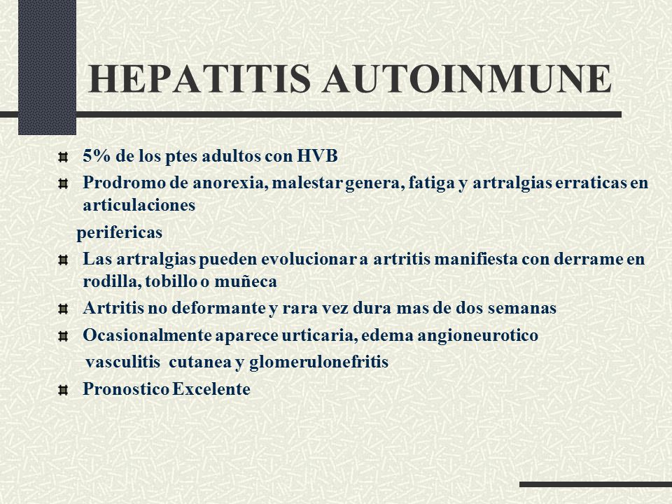 HEPATITIS AUTOINMUNE 5% de los ptes adultos con HVB