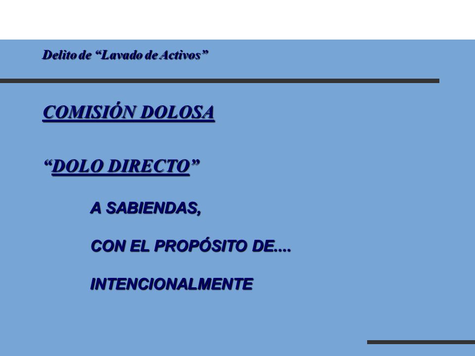 COMISIÓN DOLOSA DOLO DIRECTO A SABIENDAS, CON EL PROPÓSITO DE....