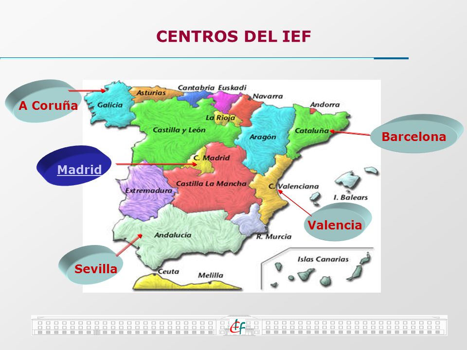 CENTROS DEL IEF A Coruña Barcelona Madrid Valencia Sevilla