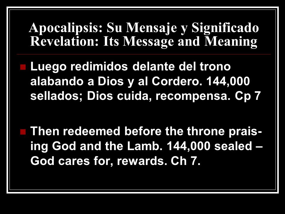 Apocalipsis: Su Mensaje y Significado Revelation: Its Message and Meaning