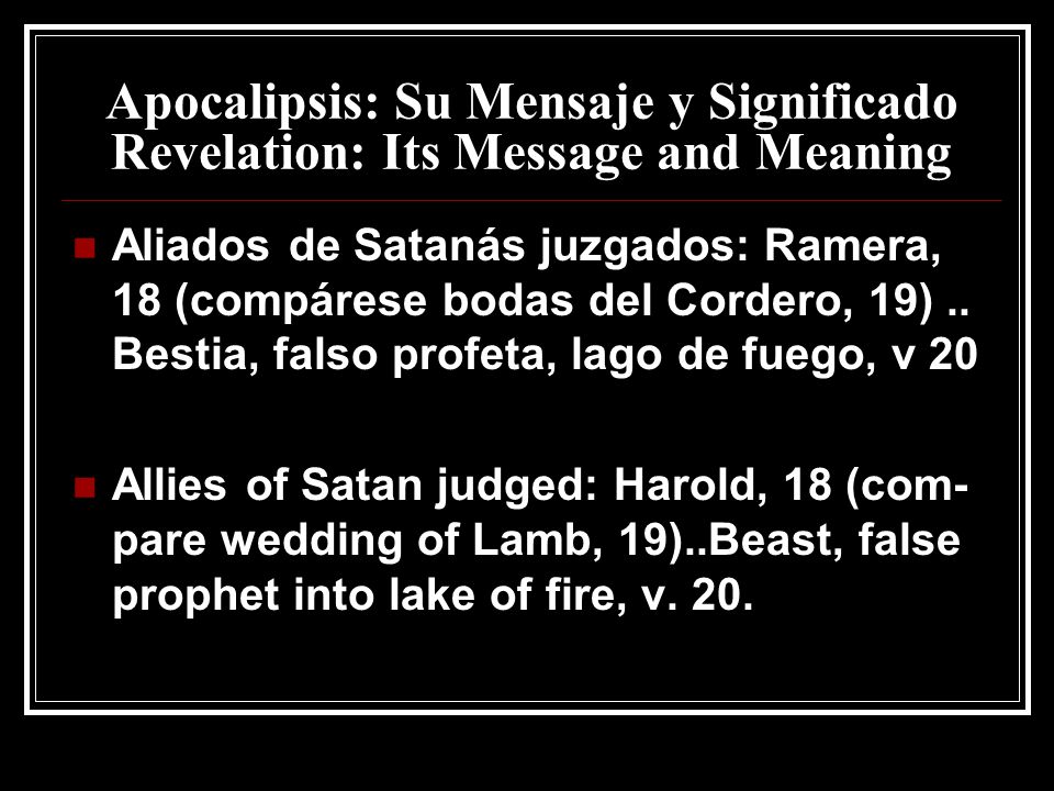 Apocalipsis: Su Mensaje y Significado Revelation: Its Message and Meaning