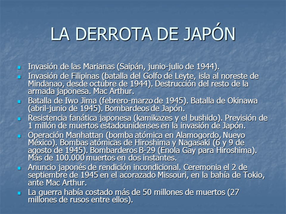 LA DERROTA DE JAPÓN Invasión de las Marianas (Saipán, junio-julio de 1944).