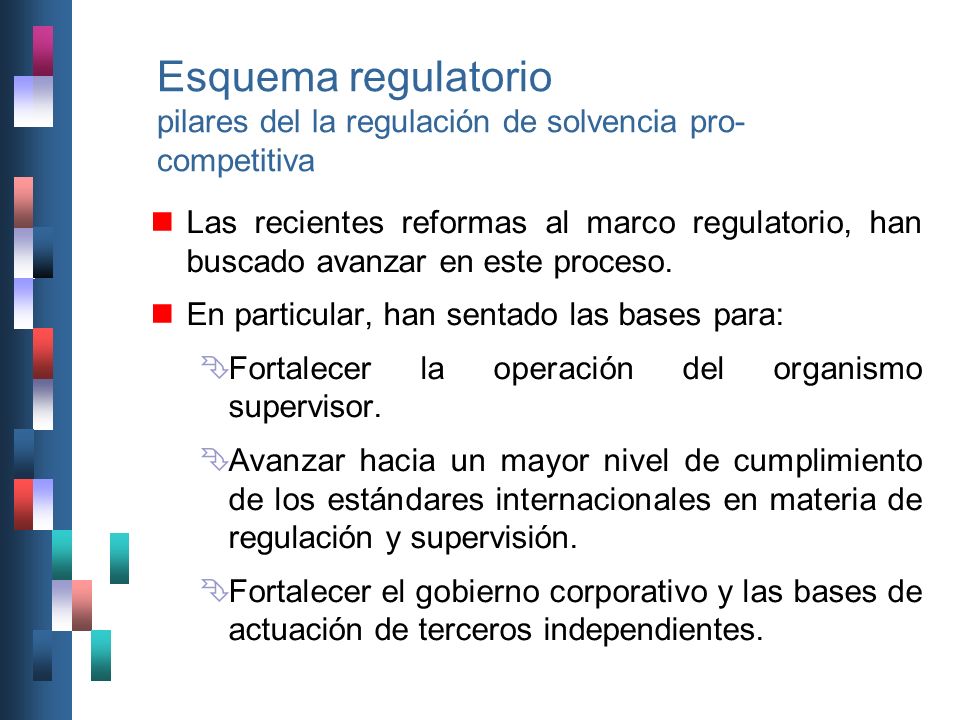 Esquema regulatorio pilares del la regulación de solvencia pro-competitiva