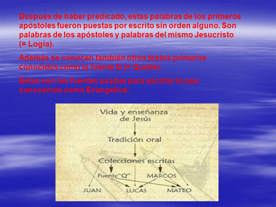Después de haber predicado, estas palabras de los primeros apóstoles fueron puestas por escrito sin orden alguno. Son palabras de los apóstoles y palabras del mismo Jesucristo (= Logia).