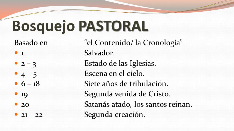 Bosquejo PASTORAL Basado en el Contenido/ la Cronología 1 Salvador.