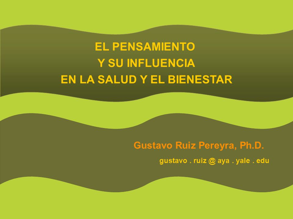 EN LA SALUD Y EL BIENESTAR Gustavo Ruiz Pereyra, Ph.D.