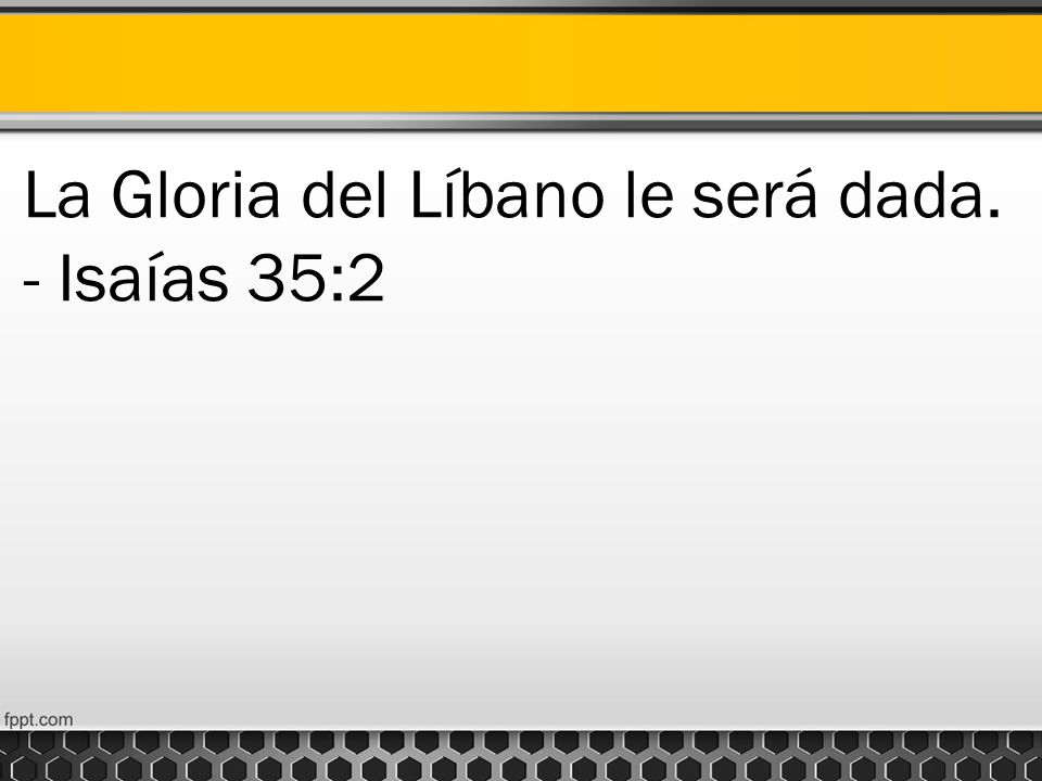 La Gloria del Líbano le será dada. - Isaías 35:2