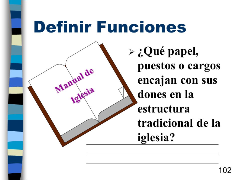Definir Funciones ¿Qué papel, puestos o cargos encajan con sus dones en la estructura tradicional de la iglesia