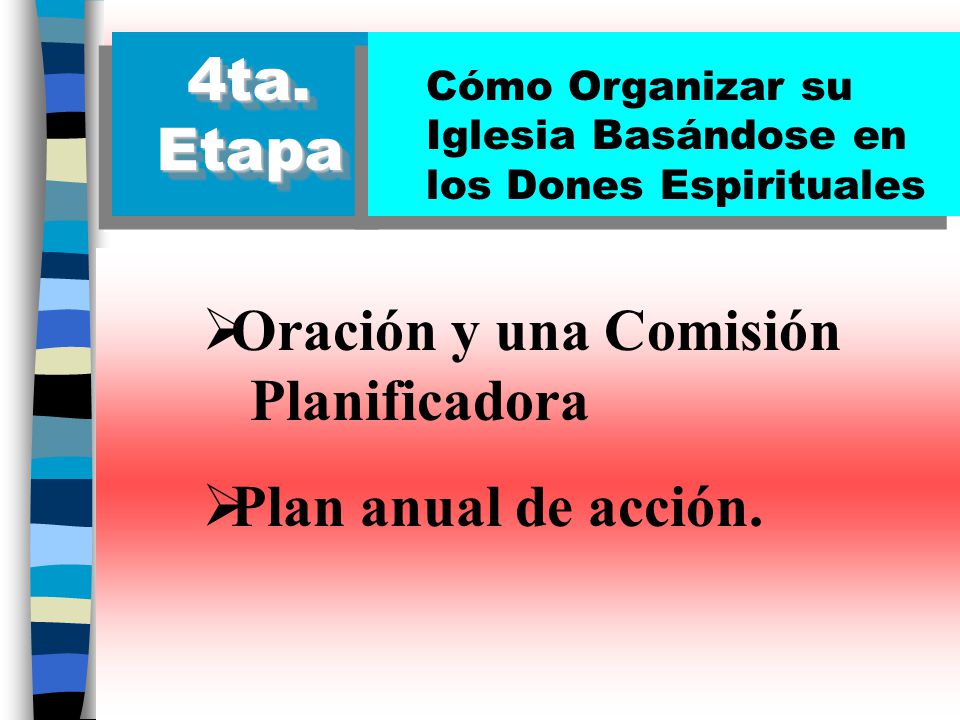 Oración y una Comisión Planificadora Plan anual de acción.