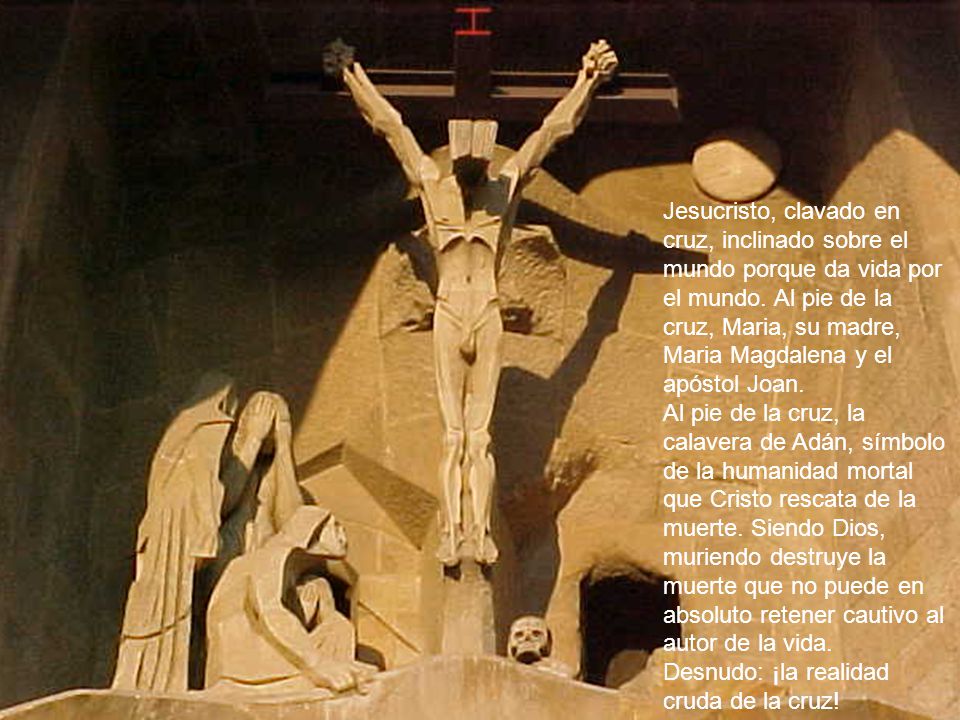 Jesucristo, clavado en cruz, inclinado sobre el mundo porque da vida por el mundo.