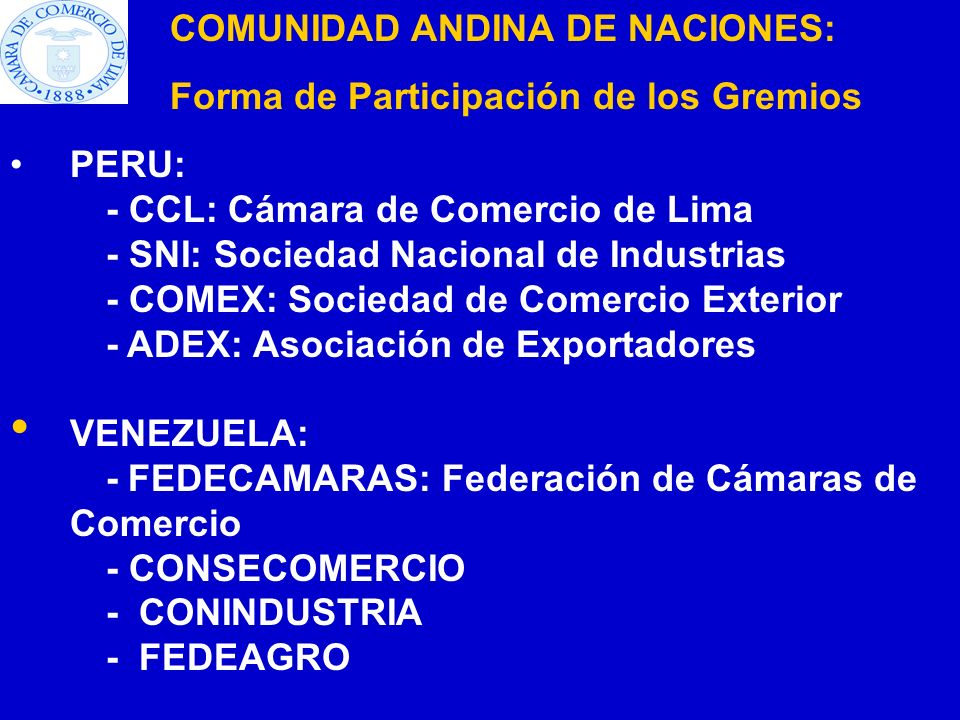 COMUNIDAD ANDINA DE NACIONES: