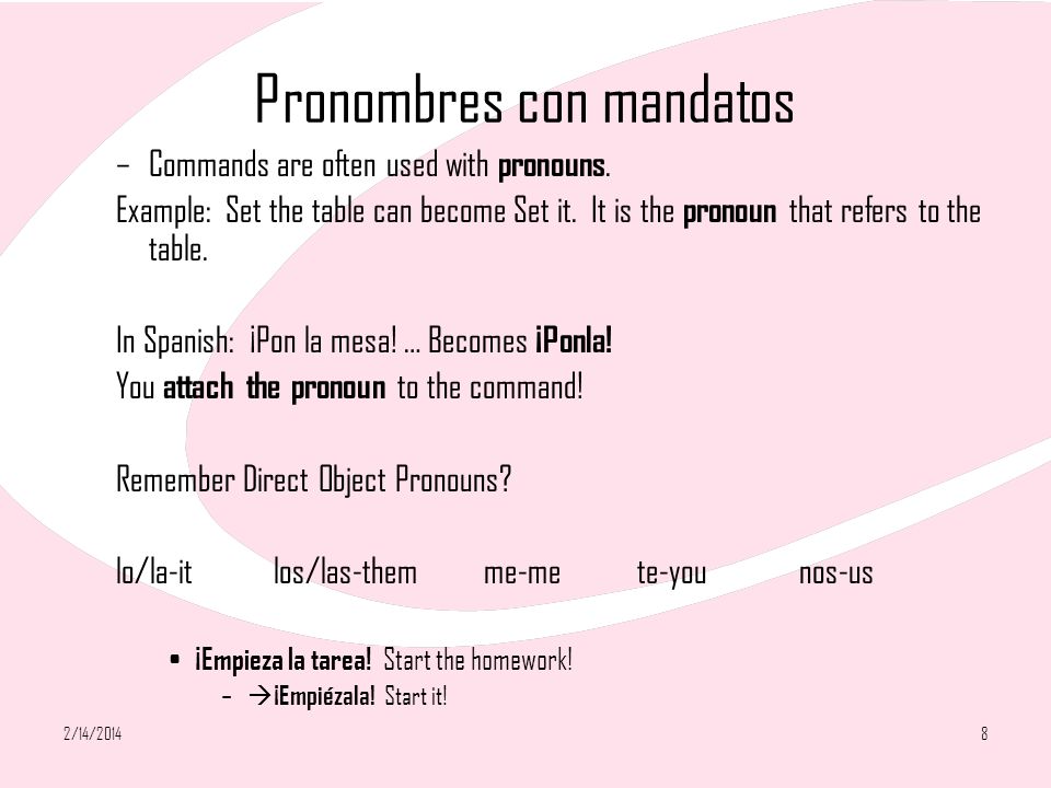 Pronombres con mandatos