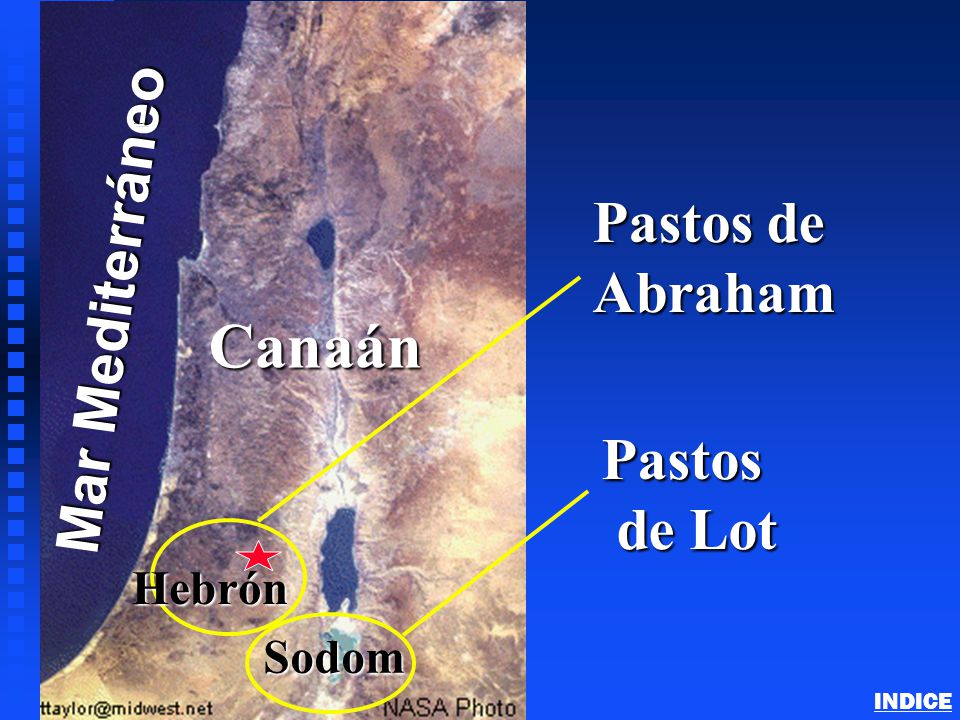 Canaán Mar Mediterráneo Pastos de Abraham Pastos de Lot Hebrón Sodom