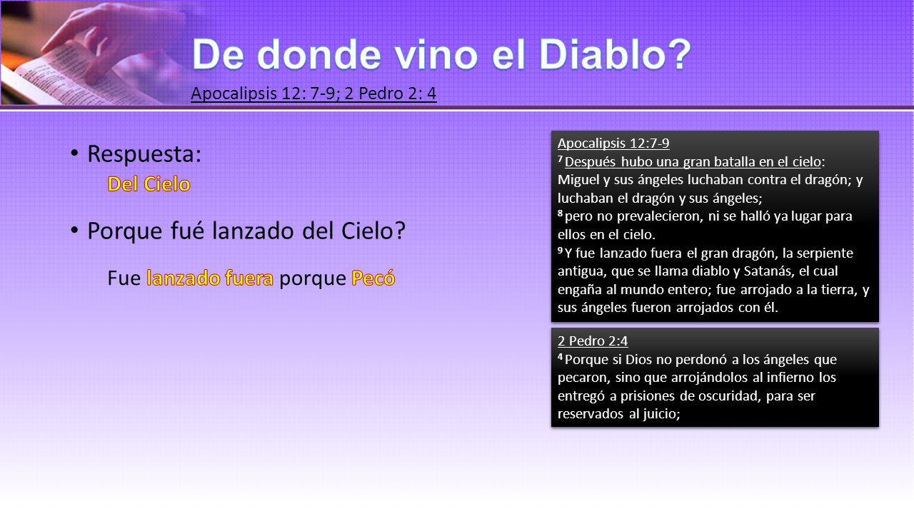 De donde vino el Diablo Respuesta: Porque fué lanzado del Cielo