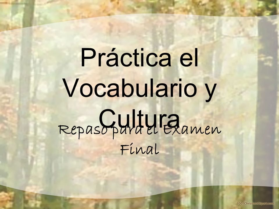 Práctica el Vocabulario y Cultura