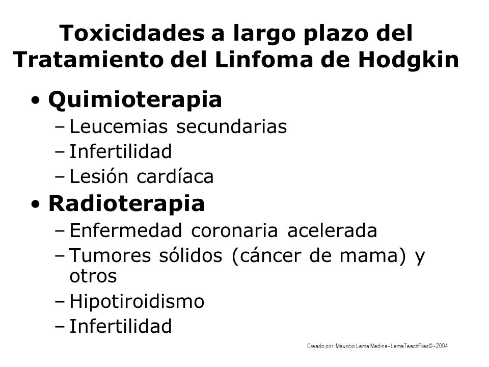 Toxicidades a largo plazo del Tratamiento del Linfoma de Hodgkin