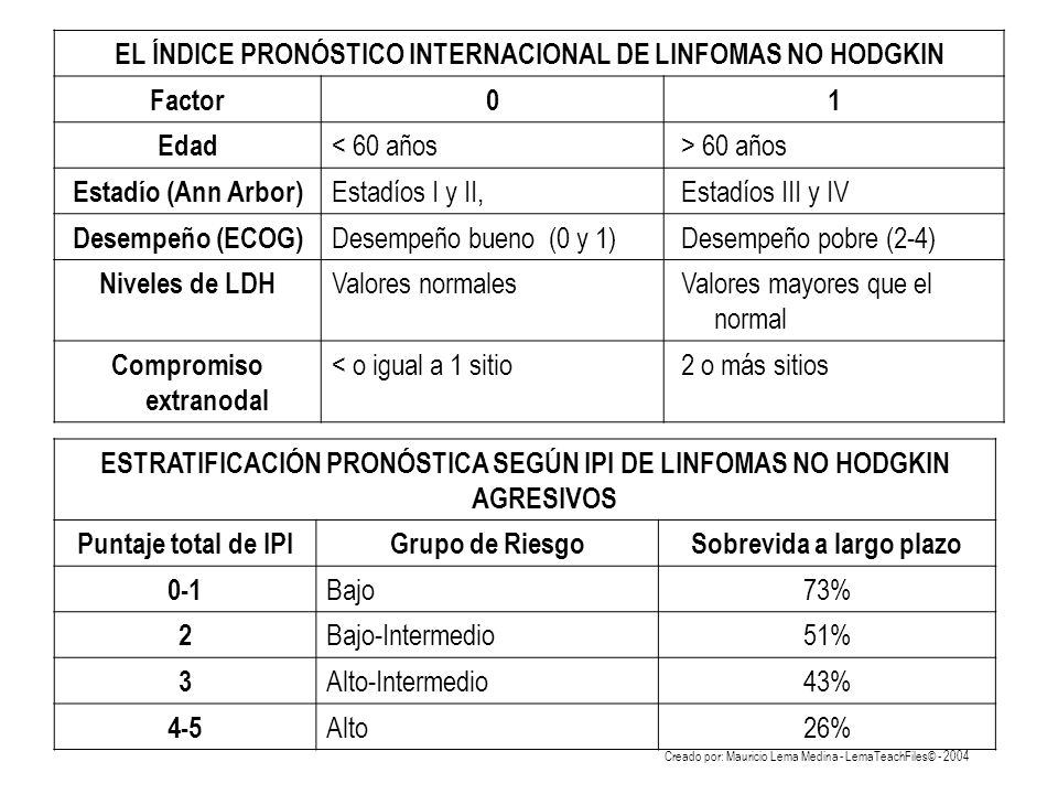 EL ÍNDICE PRONÓSTICO INTERNACIONAL DE LINFOMAS NO HODGKIN Factor 1