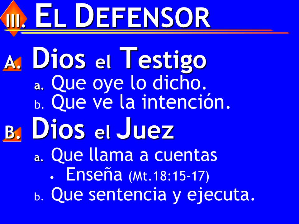 Dios el Testigo Dios el Juez Que oye lo dicho. Que ve la intención.