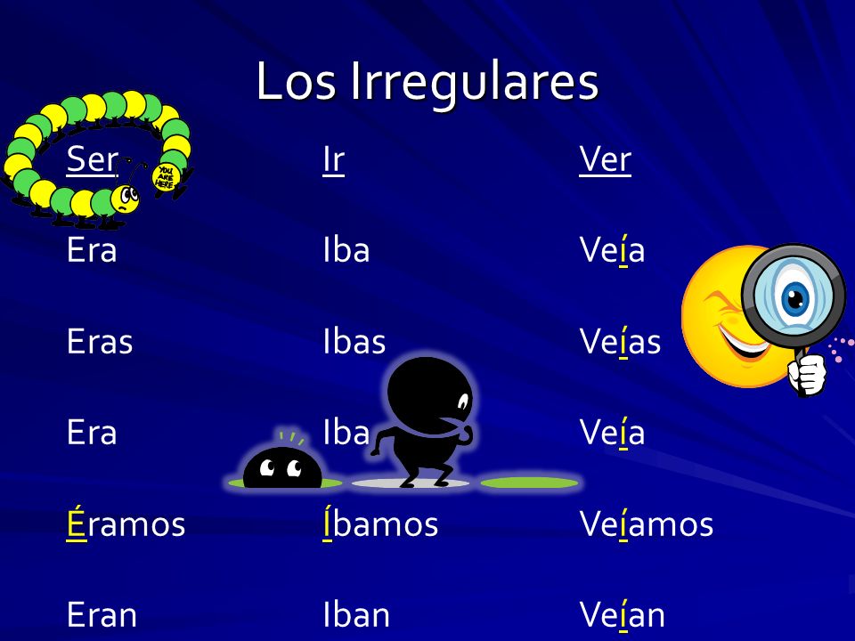 Los Irregulares Ser Ir Ver Era Iba Veía Eras Ibas Veías