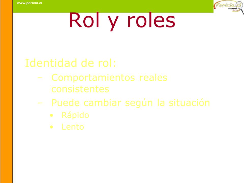 Rol y roles Identidad de rol: Comportamientos reales consistentes
