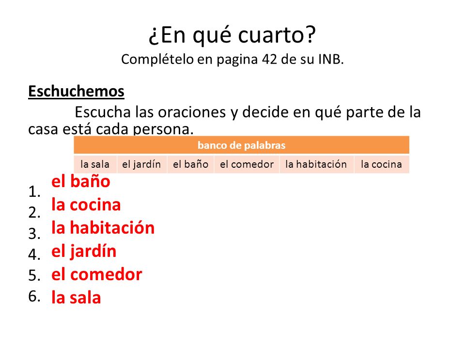 ¿En qué cuarto Complételo en pagina 42 de su INB.