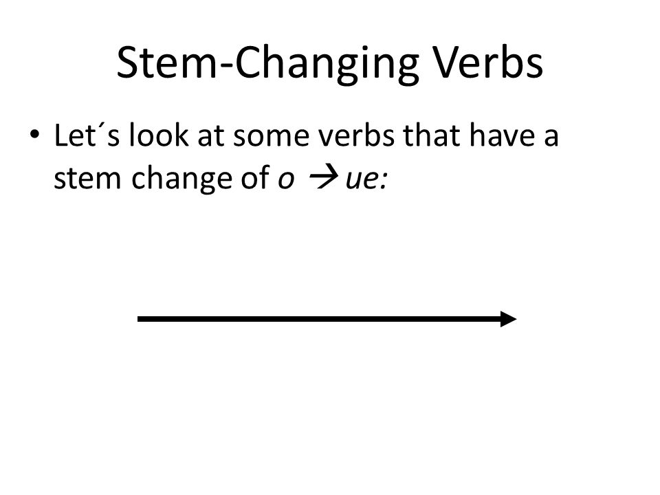 Stem-Changing Verbs Let´s look at some verbs that have a stem change of o  ue: