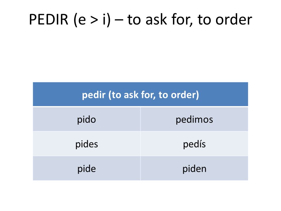 PEDIR (e > i) – to ask for, to order