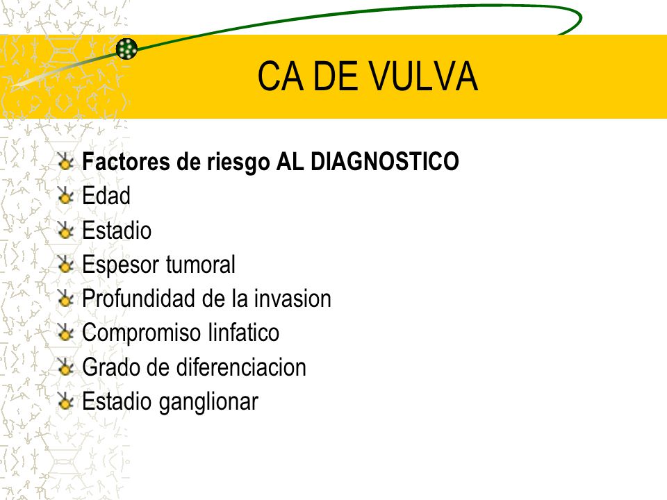 CA DE VULVA Factores de riesgo AL DIAGNOSTICO Edad Estadio