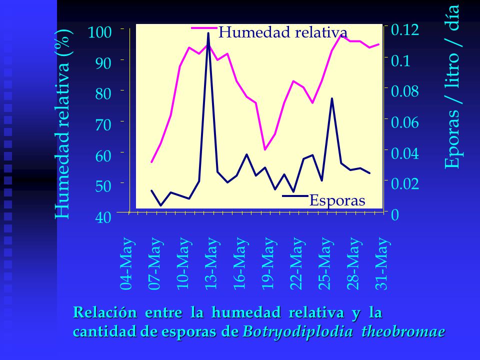 Eporas / litro / día Humedad relativa (%) 100 Humedad relativa