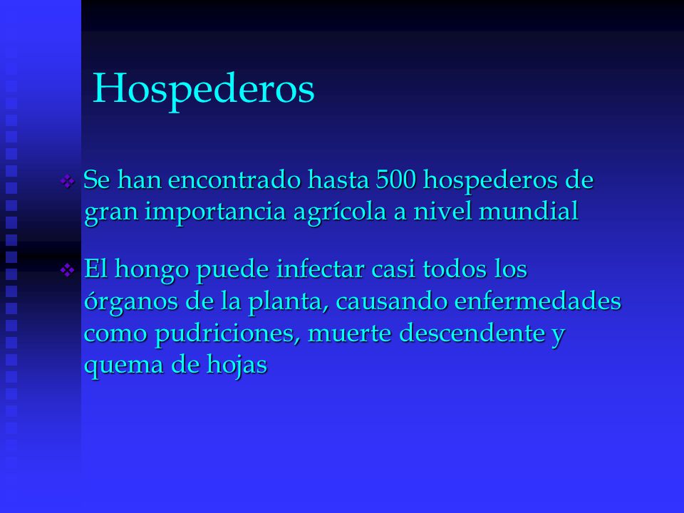 Hospederos Se han encontrado hasta 500 hospederos de gran importancia agrícola a nivel mundial.