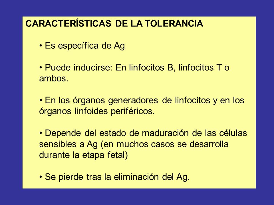 CARACTERÍSTICAS DE LA TOLERANCIA