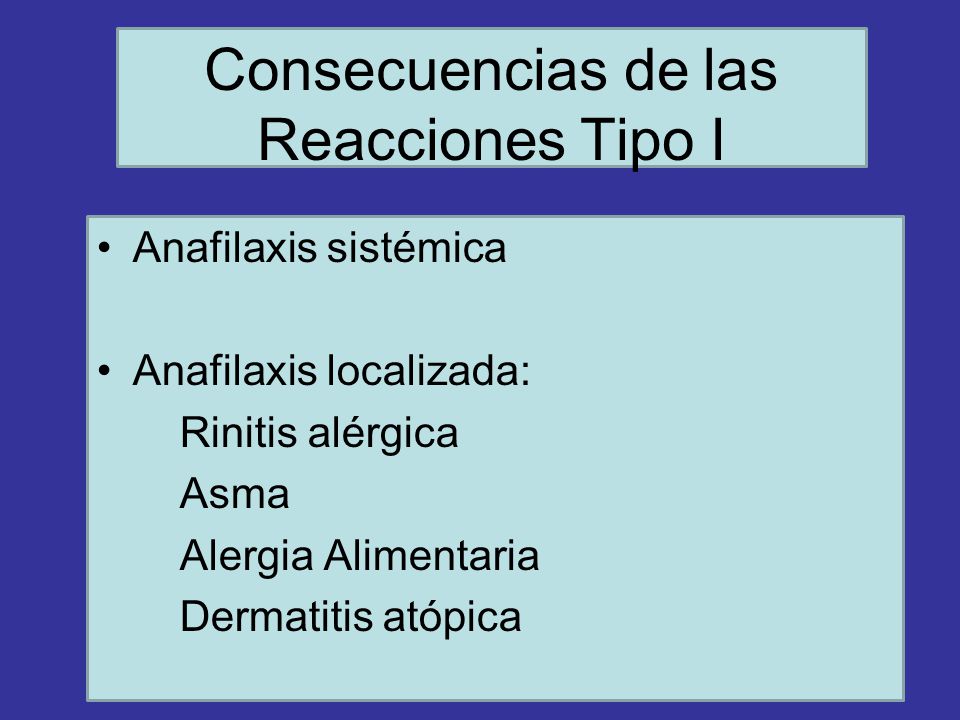 Consecuencias de las Reacciones Tipo I