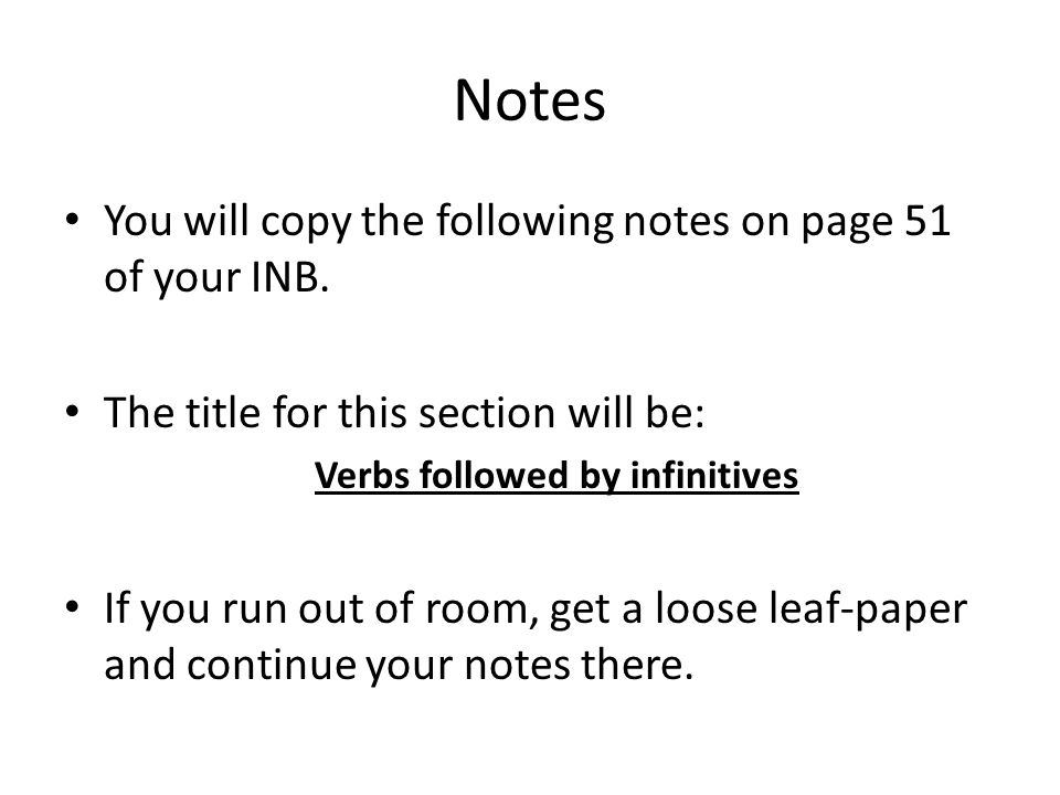 Verbs followed by infinitives