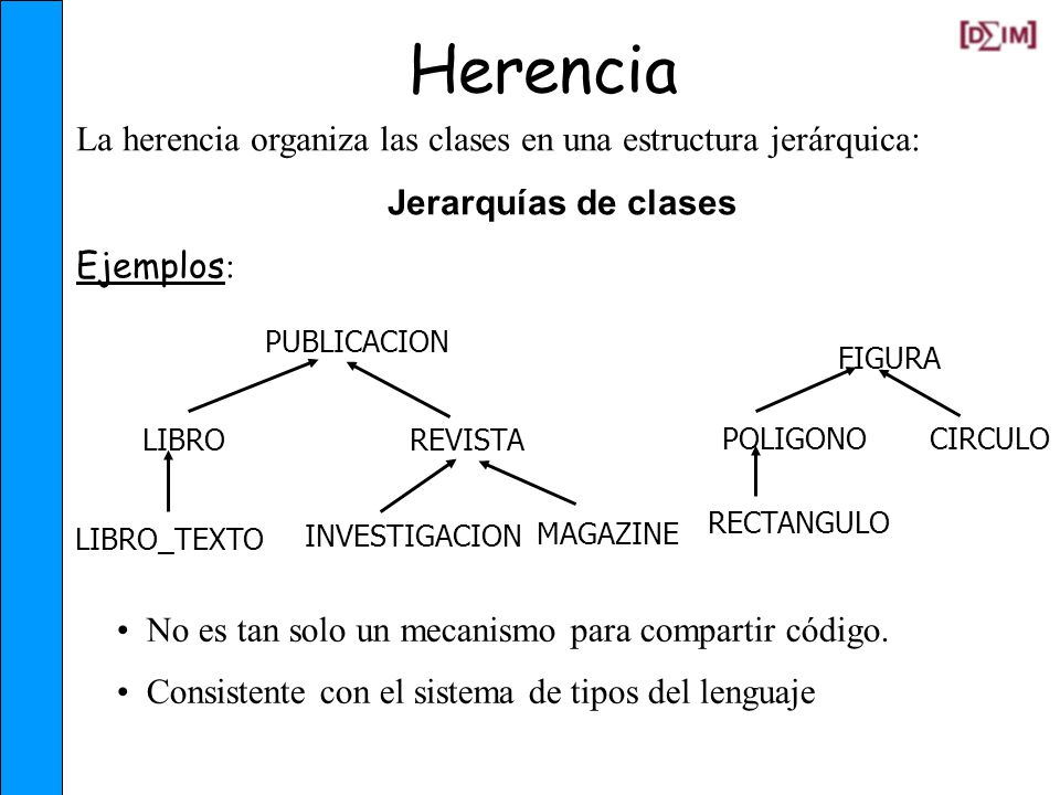 Herencia La herencia organiza las clases en una estructura jerárquica: