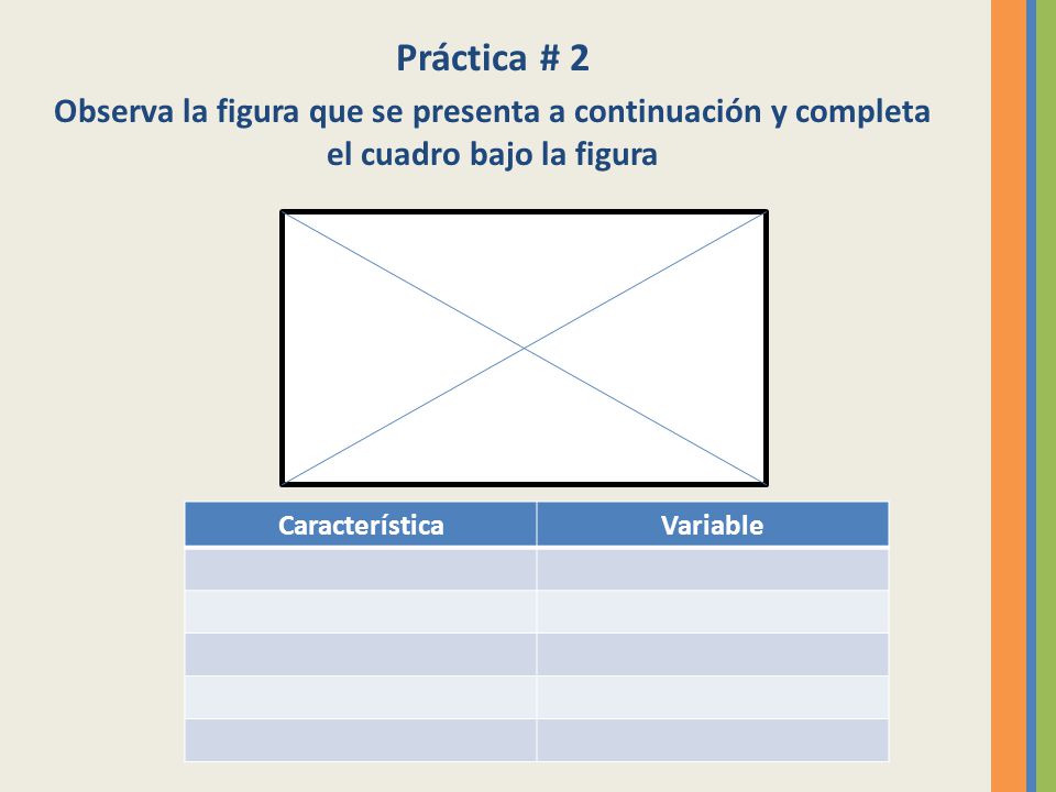 Práctica # 2 Observa la figura que se presenta a continuación y completa el cuadro bajo la figura. Característica.