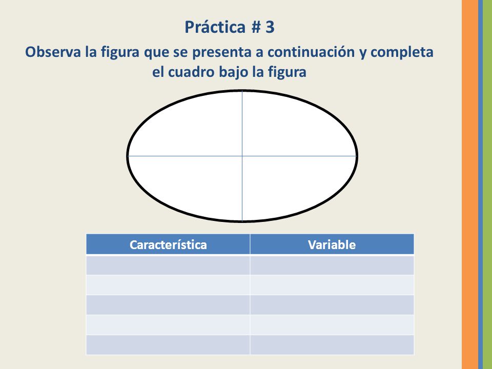 Práctica # 3 Observa la figura que se presenta a continuación y completa el cuadro bajo la figura. Característica.