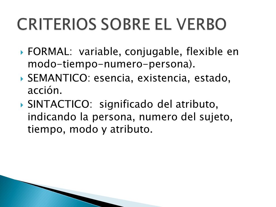 CRITERIOS SOBRE EL VERBO