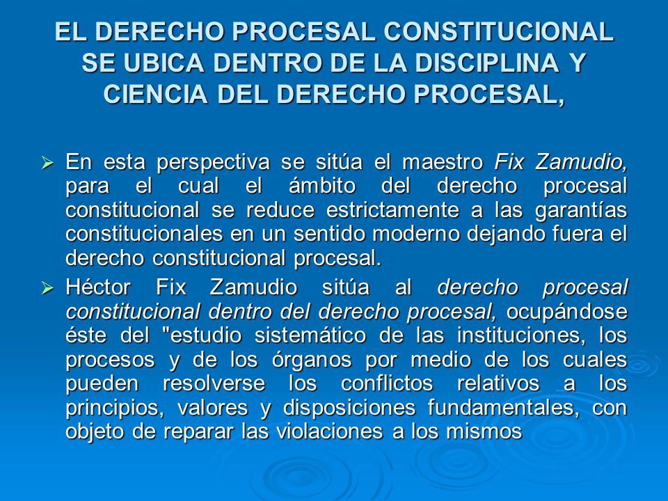 EL DERECHO PROCESAL CONSTITUCIONAL SE UBICA DENTRO DE LA DISCIPLINA Y CIENCIA DEL DERECHO PROCESAL,