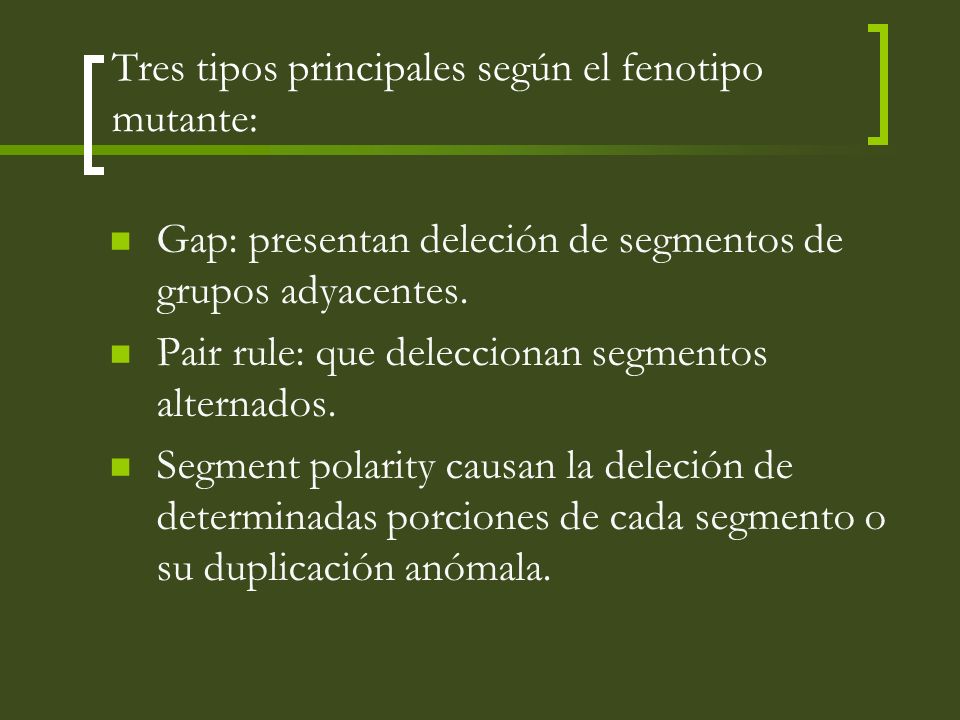 Tres tipos principales según el fenotipo mutante: