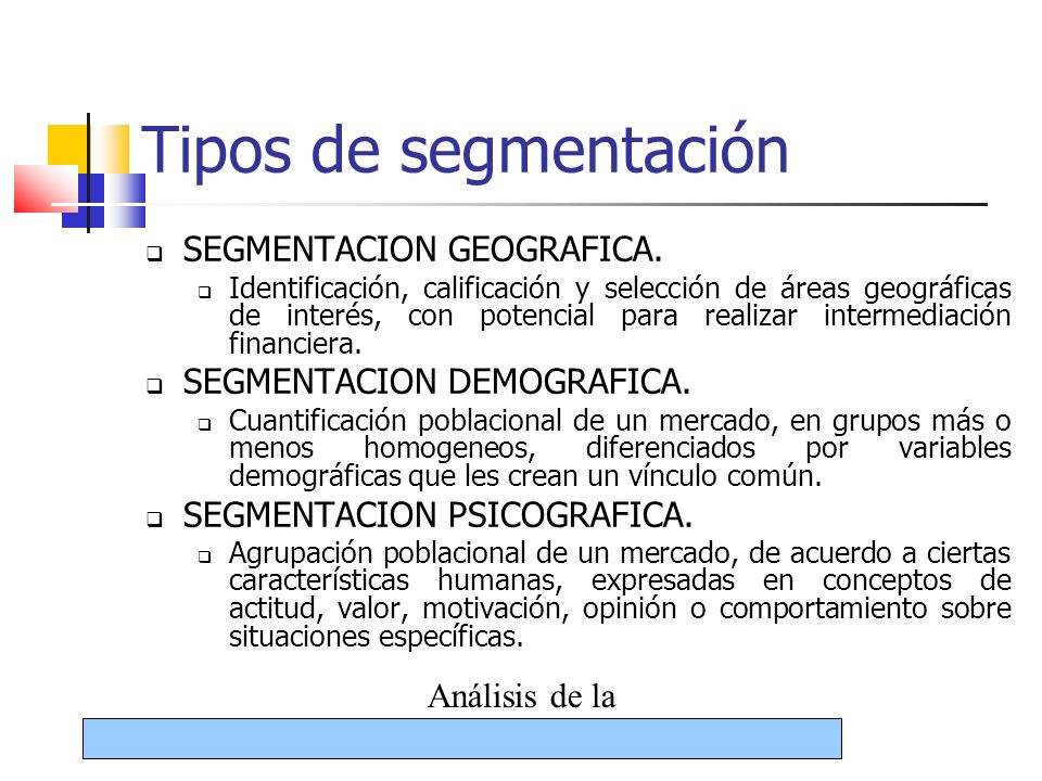 Tipos de segmentación SEGMENTACION GEOGRAFICA.
